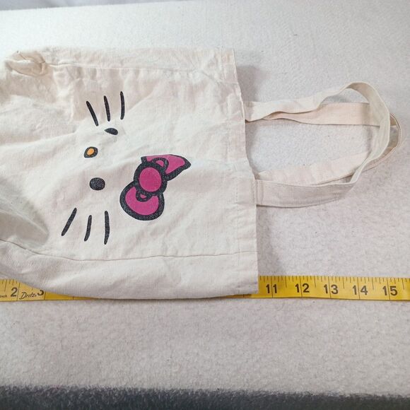 Hello Kitty Canvas Tote Bag Sanrio 2012 Licensed Reusable SmallShopper Purse Bag - Picture 9 of 11